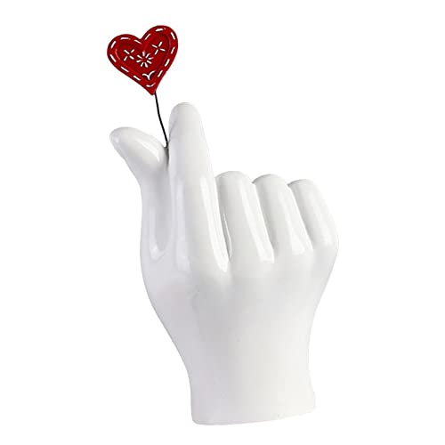 Herzform Fingergeste Statue Liebe Handgeste Figur Home Office Hotel Dekoration Hochzeit Jahrestage Geschenk(White) von SHOUKAII