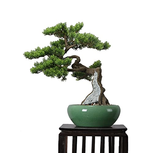 Künstlicher Bonsai-Baum, künstlicher Bonsai-Baum, einladende Kiefer, grüne Pflanze, Bonsai, Innen-Desktop-Dekoration, Kunsthandwerk, Büro-Dekoration, Ornamente, gefälschte Topfpflanze(B) von SHOUKAII