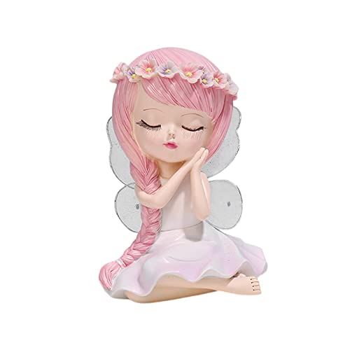 Moderne Blume Fee Gril Statue Harz Handwerk Geschenk Kuchen Backen Topper Dekoration TV Schrank Schlafzimmer Hochzeit Dekor(S Size Pink) von SHOUKAII