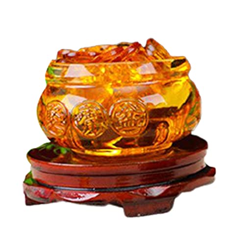 SHOUKAII Feng Shui chinesischer Kristall, goldene Barren, Glas, gelb, Reichtum, Statue, Dekoration, Feng Shui Chinesisch(8cm Cornucopia) von SHOUKAII