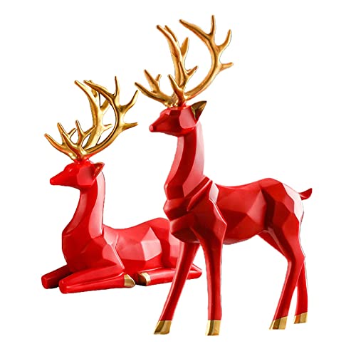 SHOUKAII Nordic Deer Statuen Geometrische Harz Elch Skulptur Wohnzimmer Tisch Dekoration Handwerk Sammlungen von SHOUKAII