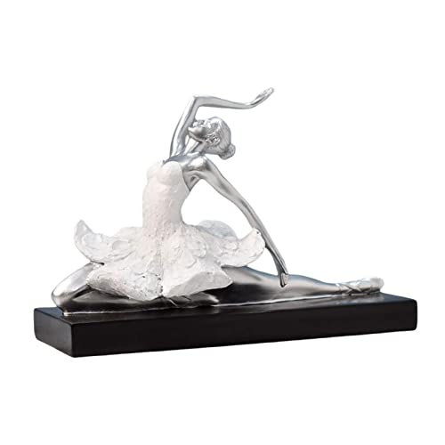 Statue Kreative Ballett Mädchen Handwerk Statue Office Home Desktop Dekoration Tänzer Statue Geburtstag Geschenk(Style D White) von SHOUKAII