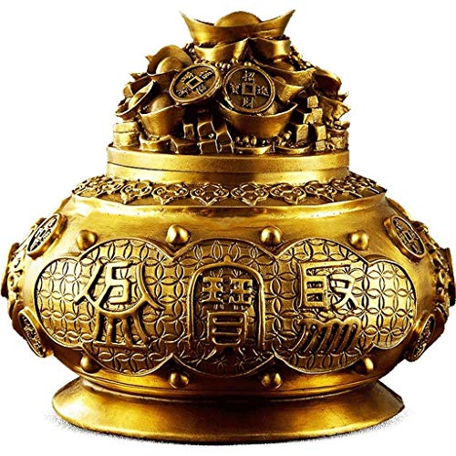 WEIPING – Feng Shui Statue, Feng Shui Goldener Barren/Yuan Bao Schatzbecken Reichtum Porsperity Figur Bestes Einweihungs-Glückwunschgeschenk Feng Shui Dekor Segensgeschenk(Medium) von SHOUKAII