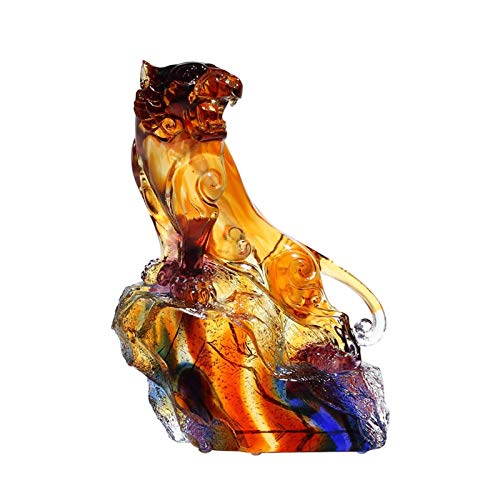 WEIPING – Skulptur-Akzent-Tiger-Figur aus Glas – Sammlerstück, Tierkunst, Kombination, Farbe, Zuhause, Feng-Shui-Skulptur, Tischdekoration, Sammlerstück for Geschenke und Souvenirs, Tischstatue (Größe von SHOUKAII