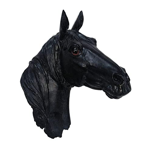 Wandhalterung, Tierkopf-Statue, Kunstharz, Wandskulptur, Statue, Büro, Bar, Möbel, Zuhause, 3D-Effekt-Dekorationen(Black Horse 20x22cm) von SHOUKAII