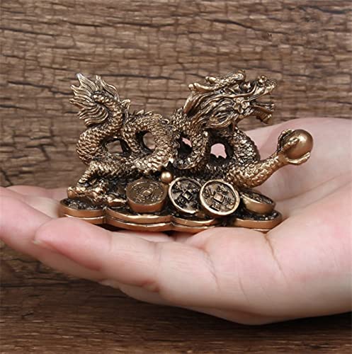 Weiping – Handgefertigte chinesische verheißungsvolle Drache-Statuette, Kunstharz-Skulptur, Feng-Shui-Dekoration, Heim-, Wohnzimmer-, Schlafzimmer-, Büro-Dekoration, Drachen-Skulptur, Desktop-Figur(2) von SHOUKAII