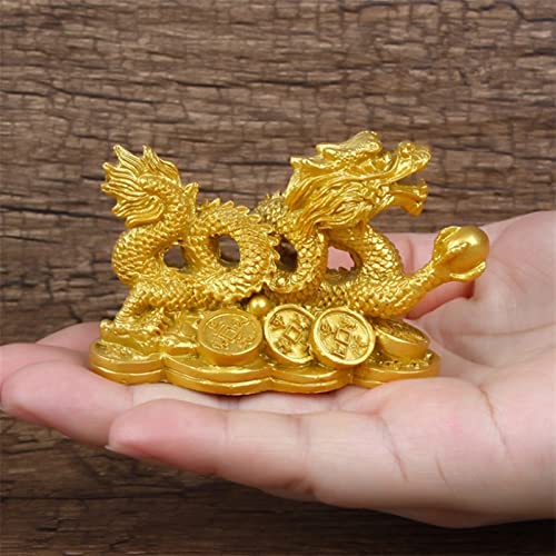 Weiping – Handgefertigte chinesische verheißungsvolle Drache-Statuette, Kunstharz-Skulptur, Feng-Shui-Dekoration, Heim-, Wohnzimmer-, Schlafzimmer-, Büro-Dekoration, Drachen-Skulptur, Desktop-Figur(1) von SHOUKAII