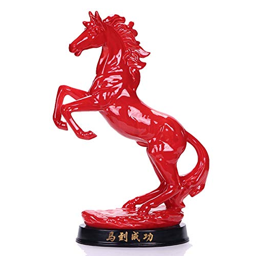 Weiping – Skulptur mit Akzent, chinesisches Sternzeichen, Pferd, Keramikornamente, Sammlerfiguren, Tischdekoration, Feng Shui-Statue, Business-Geschenkkollektion, Tischstatue(Red) von SHOUKAII