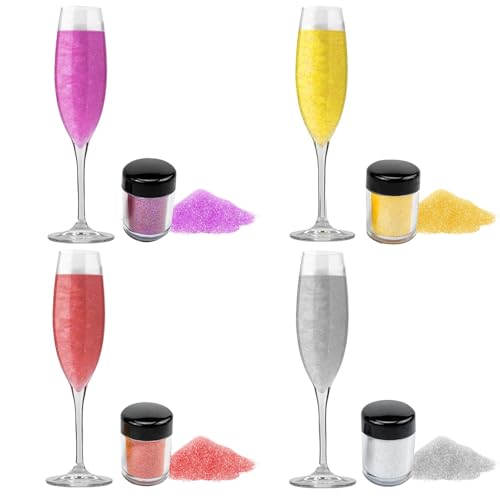 12g Essbarer Glitzer Set,Glitzer Essbar,4 Farben Glitzerpulver für Getränke,Edible Glitter for Drinks,Lebensmittel Glitzer,Glitzer für Cocktails,Liköre,Kuchen,Fondant von SHOWHEEL