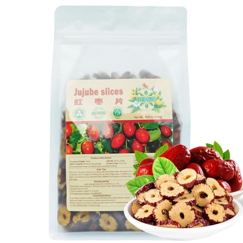 SIFANGDA Getrocknete rote Datteln 红枣片 8.8oz(250g) Früchtetee Süße knusprige Datteln Rote Jujube Scheiben Kernlos von SIFANGDA