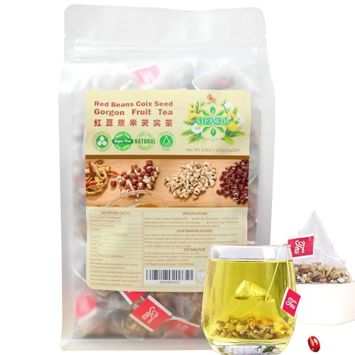 SIFANGDA Rote Bohnen Coix Samen Tee 红豆薏米茶 250g(5gx50P) Red Beans Coix Seed Tea 祛湿茶 除湿茶Natürlicher Chinesischer Kräutertee Koffein Frei von SIFANGDA