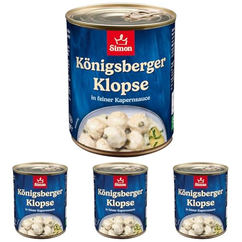 Werner Simon 8 Königsberger Klopse in Kapernsauce 800g in der recyclebaren Konservendose (Packung mit 4) von SIMON