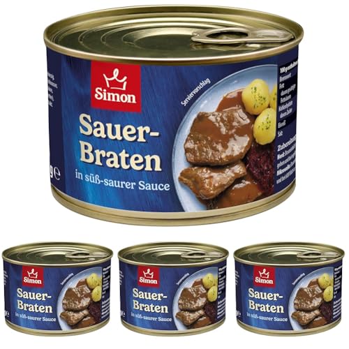 Werner Simon Sauerbraten 400 Gramm | Der Klassiker in der praktischen recycelbaren Konserve (Packung mit 4) von SIMON