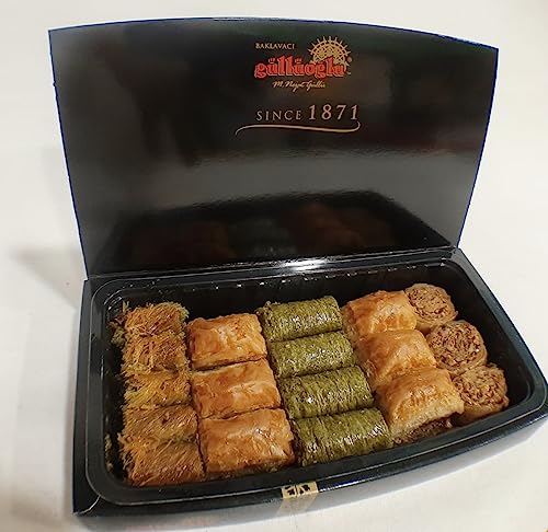 Gulluoglu Türkische Baklava, sortiert, 18 Stück (600 g), 5 Sortimente, täglich frischer versand aus Istanbul von SINCE 1871 GÜLLÜOGLU