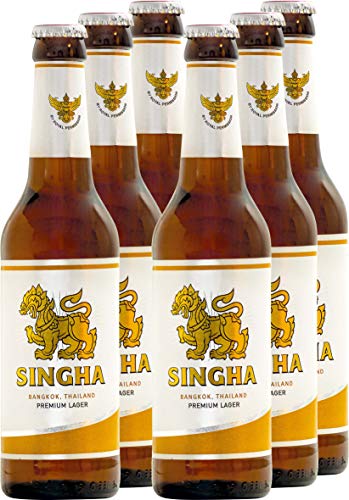 Singha – Asiatisches Premium Bier aus Thailand mit 5 % vol. – 6 x 0,33 l Flaschenbier mit Mehrwegpfand von SINGHA