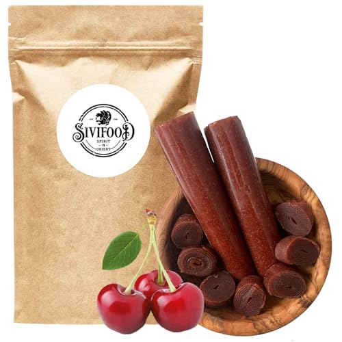 SIVIFOOD Fruchtleder Lavashak Sauerkirsche 200g - Fruchtrollen mit Sauerkirsch Geschmack - 2er Pack hauchdünne Fruchtrollen getrocknete gepresste Obstpaste Kirsche Frucht Snack Vitamine Lavashake anir von SIVIFOOD SPIRIT - Of - ORIENT