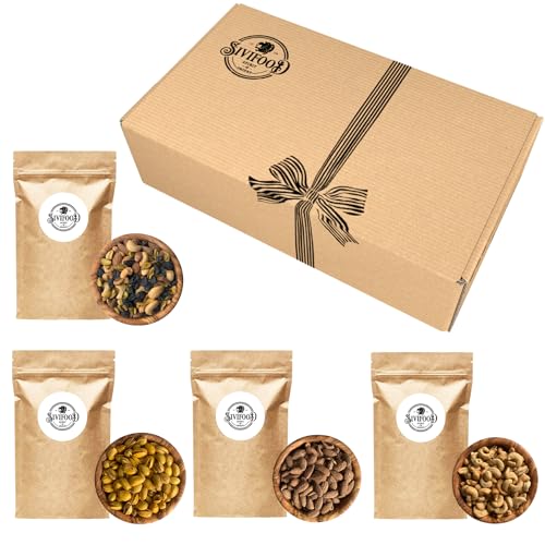 SIVIFOOD Geschenkbox "Snackbox" - leckere hochwertige gesunde Snacks zum Verschenken - Lebensmittel Präsentbox mit gerösteten Pistazien, Cashewkernen, Mandeln & Studentenfutter in Premium Qualität von SIVIFOOD SPIRIT - Of - ORIENT