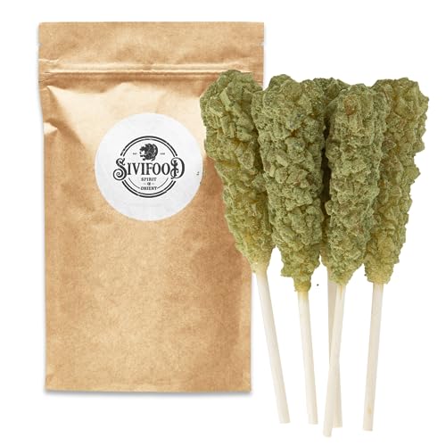 SIVIFOOD Kandiszucker Sticks mit Minze 10 Stück - goldener Kandis am Stiel für Tee grüne Minze Zucker am Stab Kandissticks zum verschenken Pfefferminz Mint Peppermint Geschenk Dekoration Stäbchen von SIVIFOOD SPIRIT - Of - ORIENT