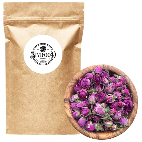 SIVIFOOD getrocknete Rosenknospen 100g - essbare Rosenblüten getrocknet Damaszener Rosen intensiv duftende Rose verzehrbar für Rosenblütentee natürliche Rosenblätter als Tee Geschenk oder Dekoration von SIVIFOOD SPIRIT - Of - ORIENT