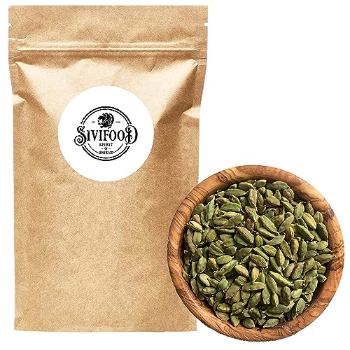 SIVIFOOD grüner Kardamom naturreine Kardamomkapseln aus frischer Ernte im 1kg Vorteilspack - ganze Kardamomsamen Cardamom grün aromatisch unbehandelt naturbelassen & handverlesen in Premiumqualität von SIVIFOOD SPIRIT - Of - ORIENT