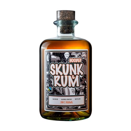 HOODED Skunk Rum - Ltd. Edt. | Umweltfreundlicher im Fass gereifter Rum | Perfekt für Cocktails | Noten von braunem Zucker, tropischen Früchten, Eiche, Kokosnuss, Marzipan | 500 ml – 61,2% ABV von SKUNK RUM