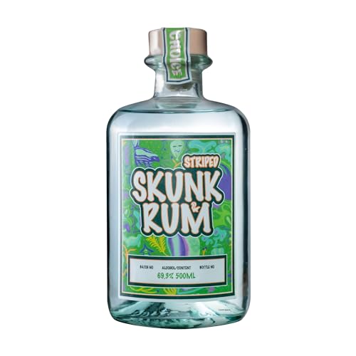 Striped SKUNK Rum | Bewusster Kräuterrum | Perfekt für Mojito, Daiquiri | Noten von Minze, Karamell, tropischen Früchten | 500 ml – 69,3% ABV von SKUNK RUM