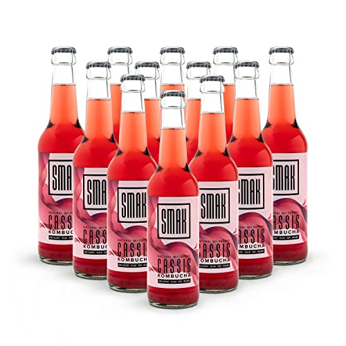 SMAK® Premium Kombucha, 3 Geschmacksrichtungen - (6er, 12er, Mix mit je 330 ml), nicht zu süß, vegan und kalorienarm, fermentiert, unpasteurisiert und glutenfrei in Glasflasche von SMAK