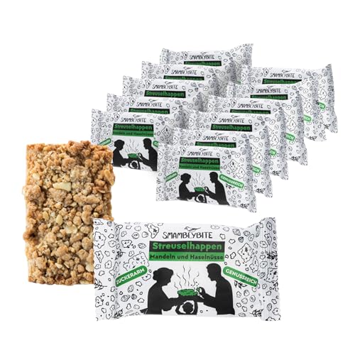 SMAMBLYBITE Streuselhappen | Low Sugar Crumble Bar | Energieriegel | Mandeln und Haselnüsse | 12 Stück von SMAMBLYBITE