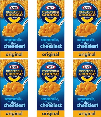 Kraft Mac & Cheese 6er-Pack, Original-Gourmet-Käse-Dinner, Instant-Mahlzeit, amerikanisches Essen, Mac and Cheese, Comfort Food – die All-American-Mahlzeit! Präsentiert von SMART BUNDLES (6 Packung) von SMART BUNDLES