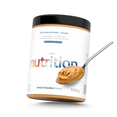 Smart Nutrition 100% Erdnussbutter Crunchy – Ohne Zuckerzusatz, Salz & Palmöl – Hochwertiges pflanzliches Protein, 28 g Eiweiß – Aus argentinischen Premium-Erdnüssen von SMARTFOODIES