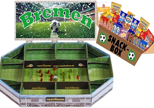 FUSSBALL - SNACKADIUM Fußball Snackstadion XXL inklusive SNACK-BOX. DEIN VEREIN - DEINE FARBEN - DEINE LEIDENSCHAFT- Einzigartiges Geschenk für Fußballfans, Stadionfeeling Zuhause (Bremen) von SNACKADIUM