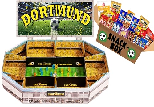 FUSSBALL - SNACKADIUM Fußball Snackstadion XXL inklusive SNACK-BOX. DEIN VEREIN - DEINE FARBEN - DEINE LEIDENSCHAFT- Einzigartiges Geschenk für Fußballfans, Stadionfeeling Zuhause (Dortmund) von SNACKADIUM