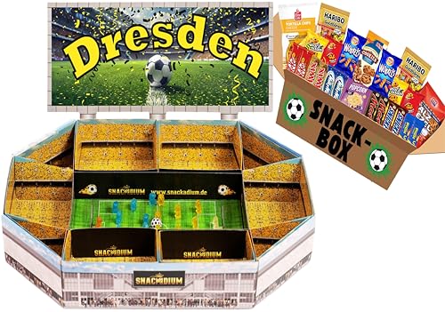 FUSSBALL - SNACKADIUM Fußball Snackstadion XXL inklusive SNACK-BOX. DEIN VEREIN - DEINE FARBEN - DEINE LEIDENSCHAFT- Einzigartiges Geschenk für Fußballfans, Stadionfeeling Zuhause (Dresden) von SNACKADIUM