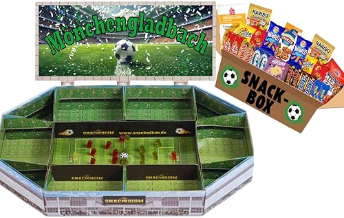 FUSSBALL - SNACKADIUM Fußball Snackstadion XXL inklusive SNACK-BOX. DEIN VEREIN - DEINE FARBEN - DEINE LEIDENSCHAFT- Einzigartiges Geschenk für Fußballfans, Stadionfeeling Zuhause (Gladbach) von SNACKADIUM