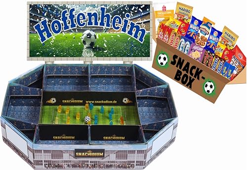 FUSSBALL - SNACKADIUM Fußball Snackstadion XXL inklusive SNACK-BOX. DEIN VEREIN - DEINE FARBEN - DEINE LEIDENSCHAFT- Einzigartiges Geschenk für Fußballfans, Stadionfeeling Zuhause (Hoffenheim) von SNACKADIUM