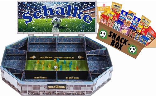 FUSSBALL - SNACKADIUM Fußball Snackstadion XXL inklusive SNACK-BOX. DEIN VEREIN - DEINE FARBEN - DEINE LEIDENSCHAFT- Einzigartiges Geschenk für Fußballfans, Stadionfeeling Zuhause (Schalke) von SNACKADIUM