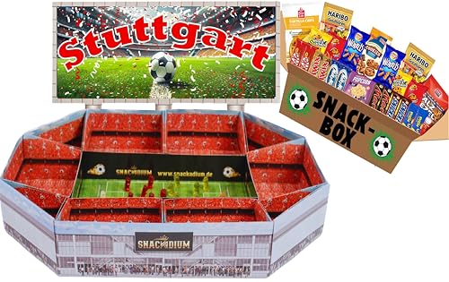 FUSSBALL - SNACKADIUM Fußball Snackstadion XXL inklusive SNACK-BOX. DEIN VEREIN - DEINE FARBEN - DEINE LEIDENSCHAFT- Einzigartiges Geschenk für Fußballfans, Stadionfeeling Zuhause (Stuttgart) von SNACKADIUM