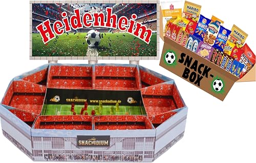 FUSSBALL - SNACKADIUM Fußball Snackstadion XXL inklusive SNACK-BOX. DEIN VEREIN - DEINE FARBEN - DEINE LEIDENSCHAFT- Einzigartiges Geschenk für Fußballfans, Stadionfeeling Zuhause (Heidenheim) von SNACKADIUM