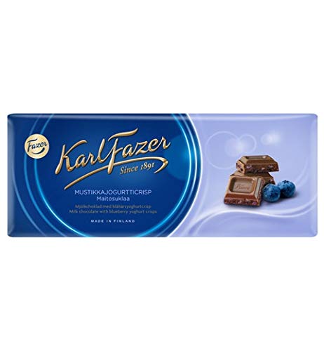 Fazer Karl Fazer Blueberry Yoghurt Crisps in milk Schokolade 1 Bar of 190g SÖPÖSÖPÖ pack (SOPOSOPO) von SÖPÖSÖPÖ