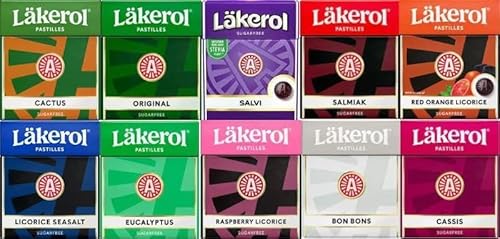 Läkerol Mix Set 50 Schachteln x 25g - Wählen Sie 50 Packungen aus vielen Geschmacksrichtungen Schwedisch - Zuckerfrei - Salmiak - Lakritz von SÖPÖSÖPÖ