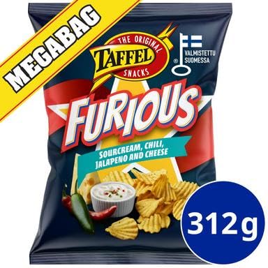 Taffel Furious sour cream chili jalapeno & cheese flavored chips 1 Pack of 312g 11oz von SÖPÖSÖPÖ
