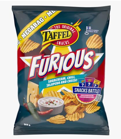 Taffel Furious sour cream chili jalapeno & cheese flavored chips 1 Pack of 312g 11oz von SÖPÖSÖPÖ