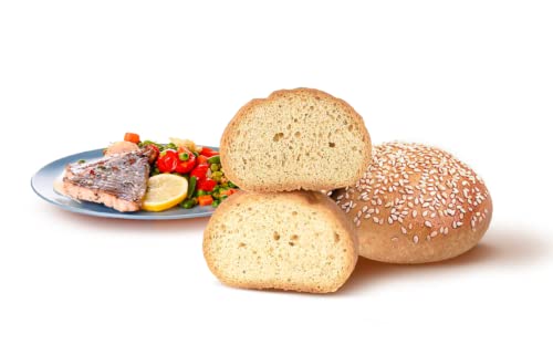 Packung mit 10 Stück Keto-Brot mit Sesamsamen für Burger Keto SoKeto (10 x 60 g) mit 2,7 g Kohlenhydraten pro Portion für Keto-Diät/Protein/Diabetiker Ig<2 von SOKETO