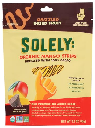 Solely Getrocknete Bio-Mango-Streifen, geträufelt mit 100 % Kakao, 8 Beutel von SOLELY