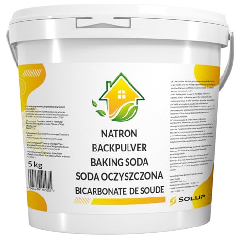 SOLUP Natron Pulver I Soda Pulver Natron Pulver zum Putzen I Natron lebensmittelqualität I Backpulver Großpackung Cleaning powder (5 Kg) von SOLUP