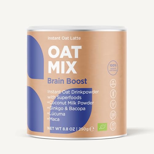 OAT MIX Brain Boost | Bio Haferdrink mit Brahmi, Gingko & Maca | Adaptogene Nootropika | Unterstützt Konzentration & Gedächtnis | Vegan, glutenfrei & ohne Zusatzstoffe | 250g von SOOPER FOOD