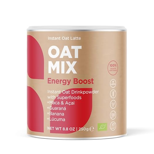 OAT MIX Energy Boost | Bio Hafer-Latte mit Maca, Guaraná & Acerola | Energie-Booster | Für langanhaltende Power, ideal für Sport, Arbeit & zum Frühstück | Vegan, glutenfrei & ohne Zusatzstoffe | 250g von SOOPER FOOD