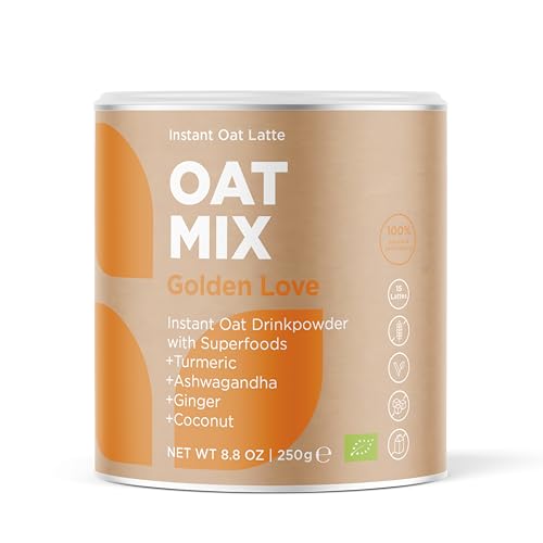 OAT MIX Golden Love | Bio Haferdrink mit Kurkuma & Ashwagandha | Goldene Milch | Für Entspannung, Wohlbefinden und einen erholsamen Schlaf | Vegan, glutenfrei & ohne Zusatzstoffe | 250g von SOOPER FOOD