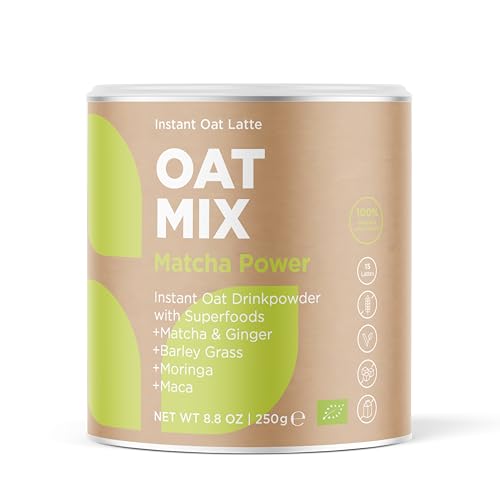 OAT MIX Matcha Power | Bio Hafer-Latte mit Matcha, Ingwer & grünen Superfoods | Ein wohltuender & fokussierender Wachmacher mit natürlichem Koffein | Vegan, glutenfrei & ohne Zusatzstoffe | 250g von SOOPER FOOD