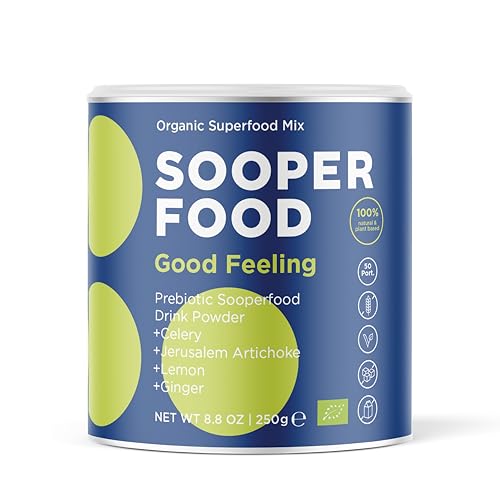 SOOPER FOOD® Good Feeling 250g Pulver - Bio-Vegan-Addon im Superfood-Smoothie oder deinem Instant-Selleriesaft - u.a. mit Sellerie, Topinambur, Ingwer, Rote Beete, Apfel, Zitrone, und Zitronenmelisse von SOOPER FOOD